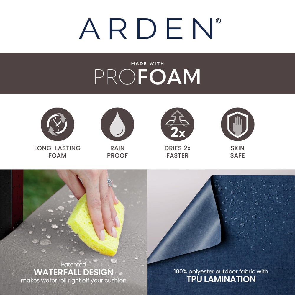 Arden Selections cushion on patio chair showing comfortable outdoor seating