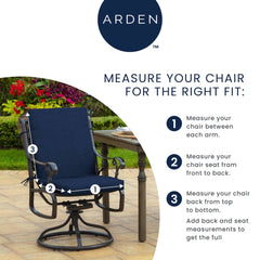 Arden Selections side view showing 3.5-inch cushion thickness for dining comfort