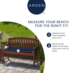 Arden Selections cushion ties detail showing secure attachment to bench for stable seating