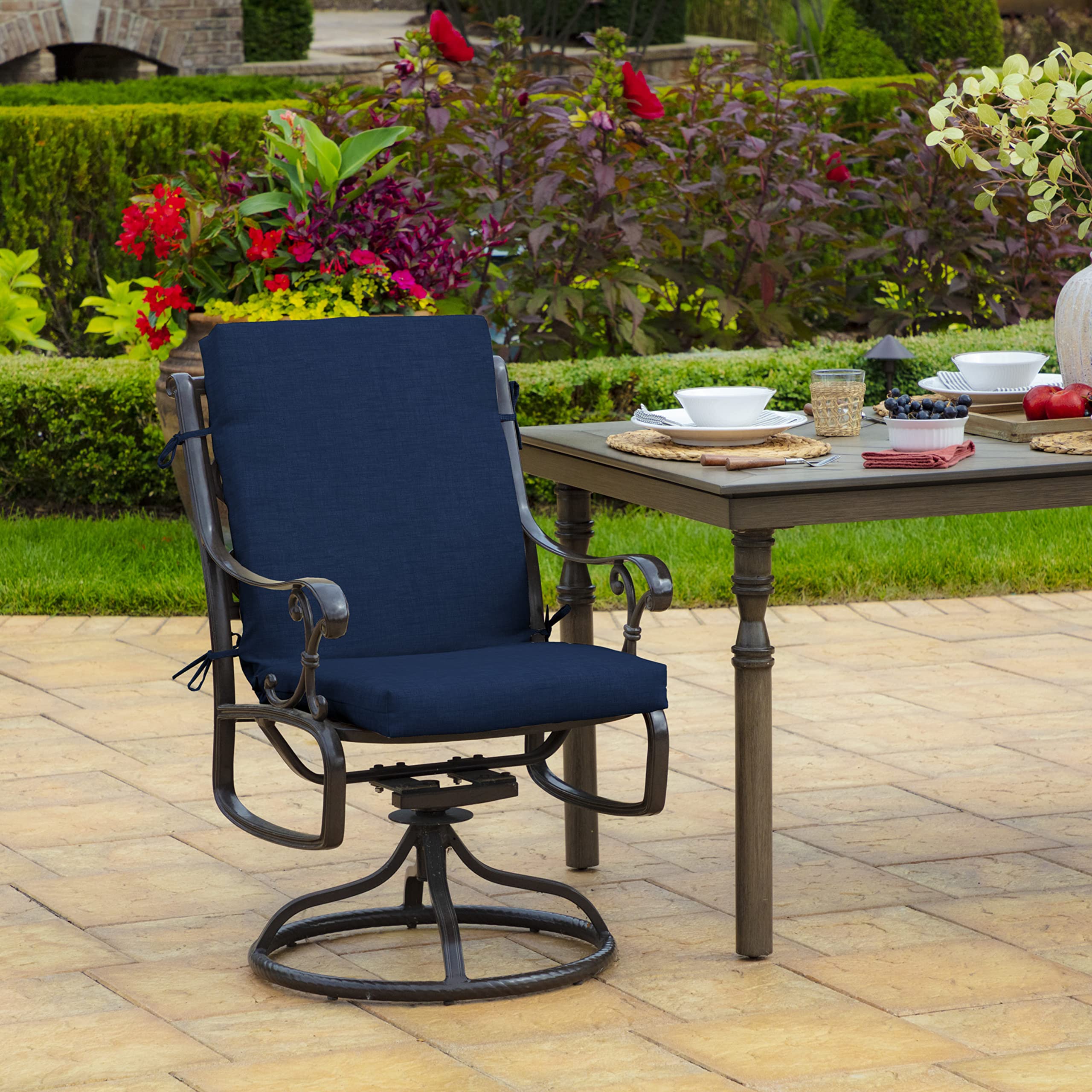 Arden Selections close-up of outdoor polyester fabric texture, highlights durability and fade resistance