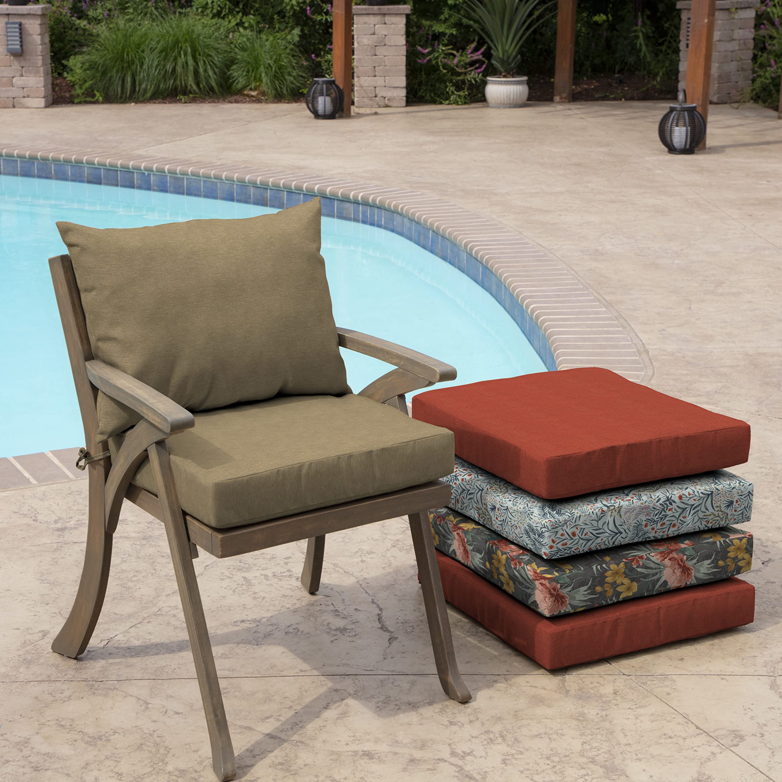Arden Selections fabric with rain droplets repelling moisture to protect cushions