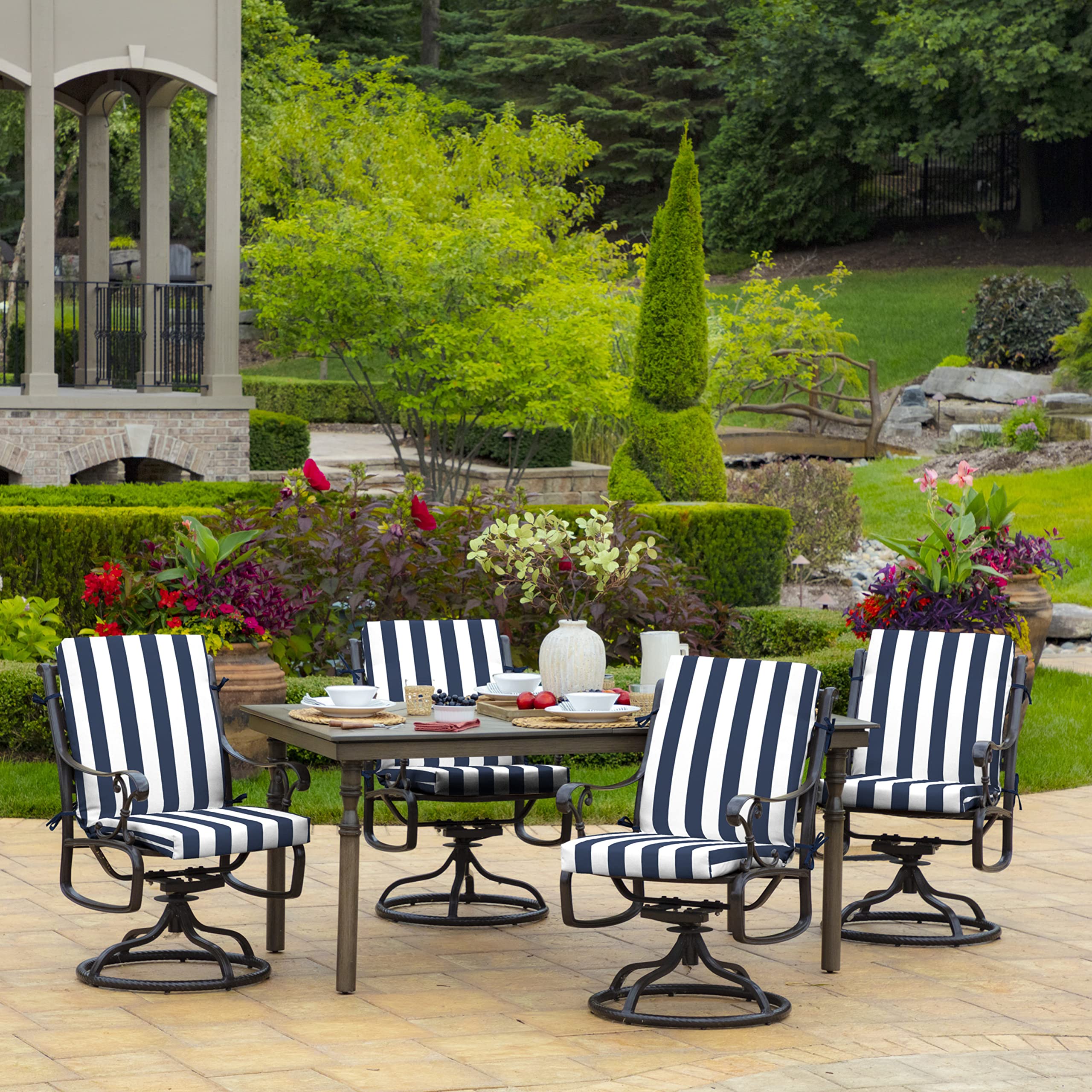 Arden Selections stacked cushions showing compact storage and seasonal protection benefit