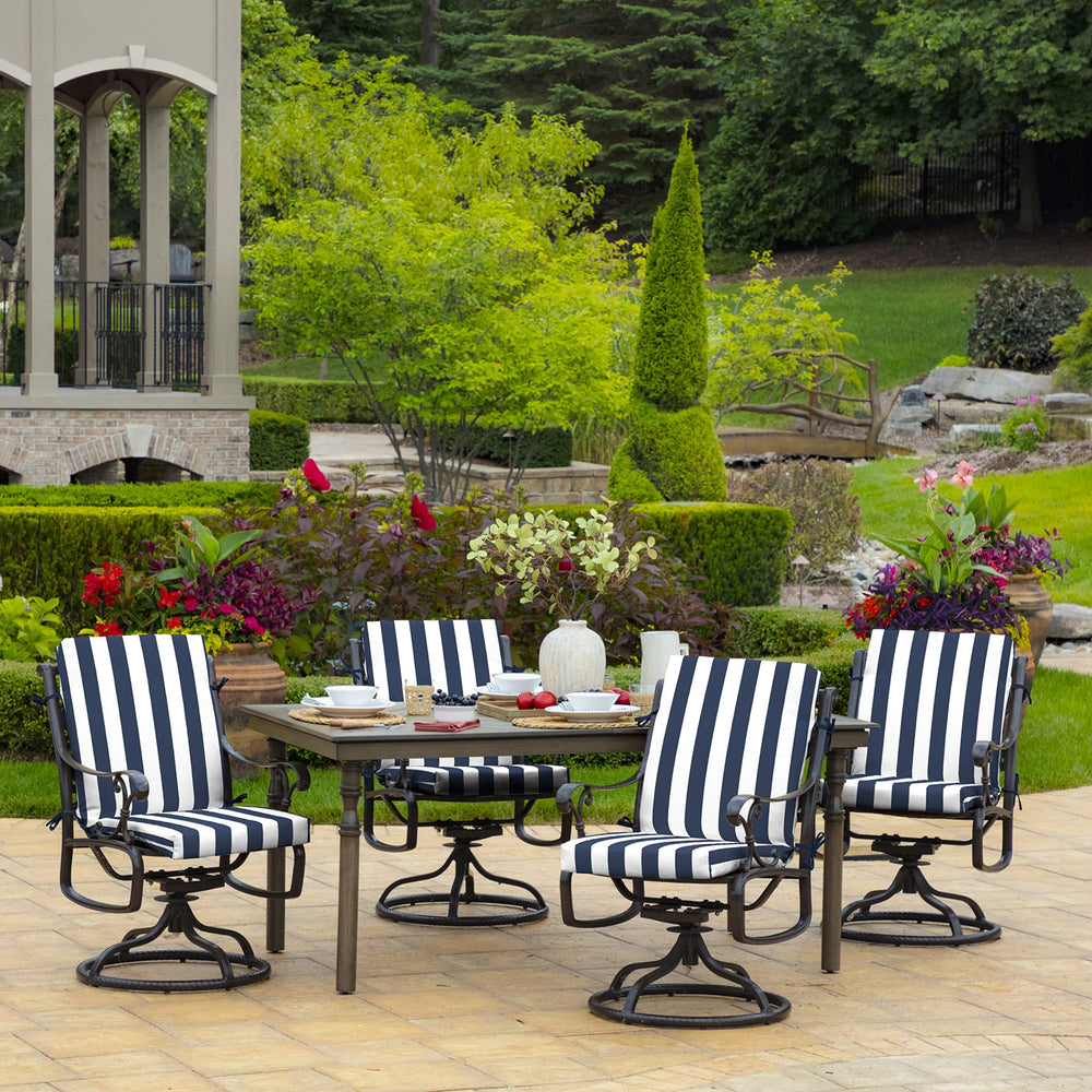 Arden Selections stacked cushions showing compact storage and seasonal protection benefit