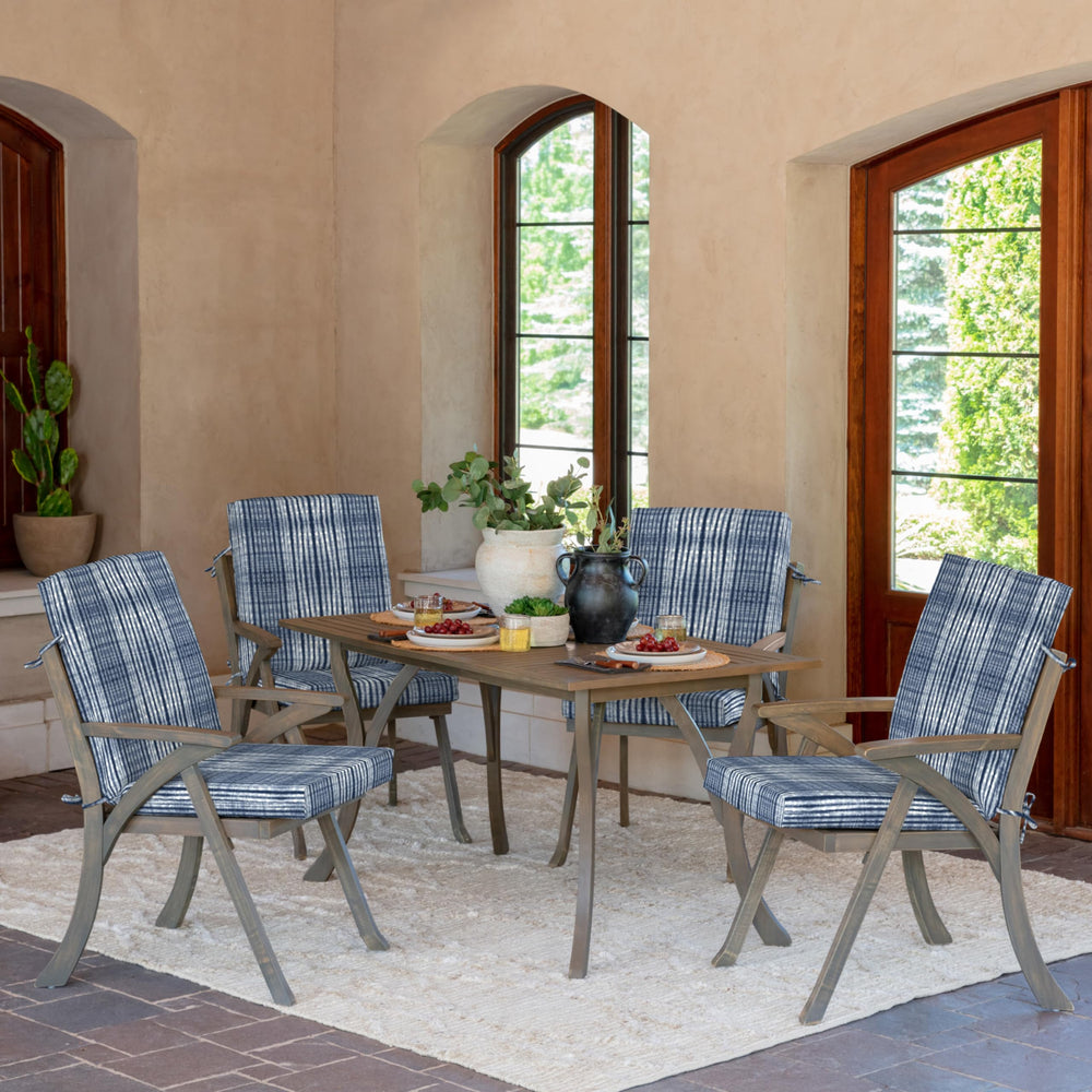 Arden Selections four cushions stacked to show scale and complete dining set replacement