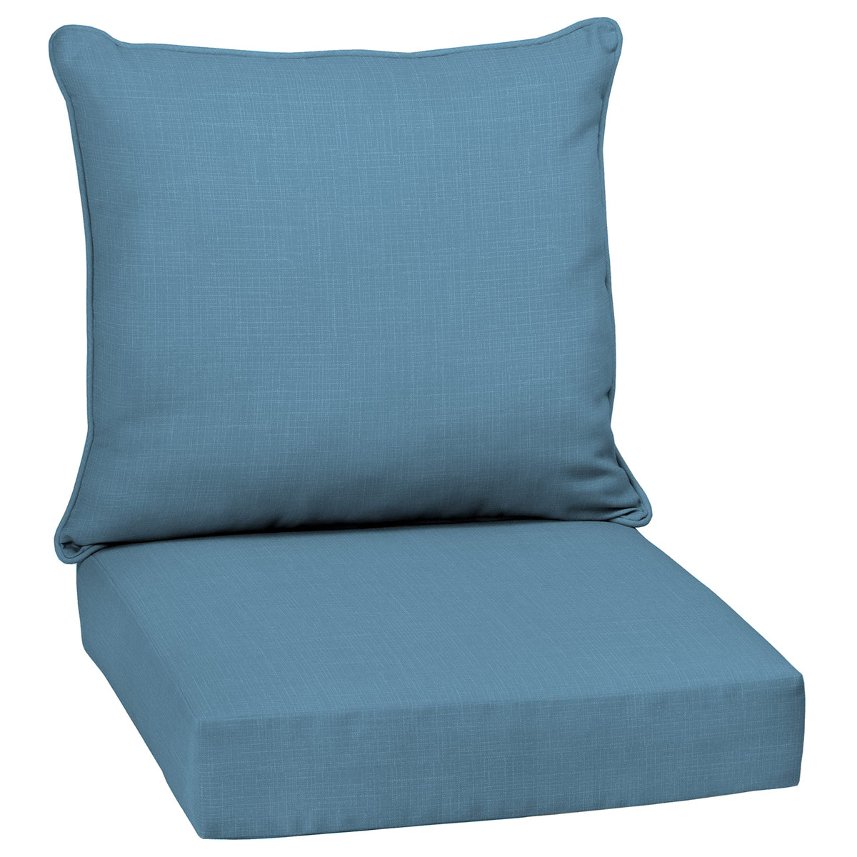 Arden Selections front view of French Blue cushion set showing clean fit and color