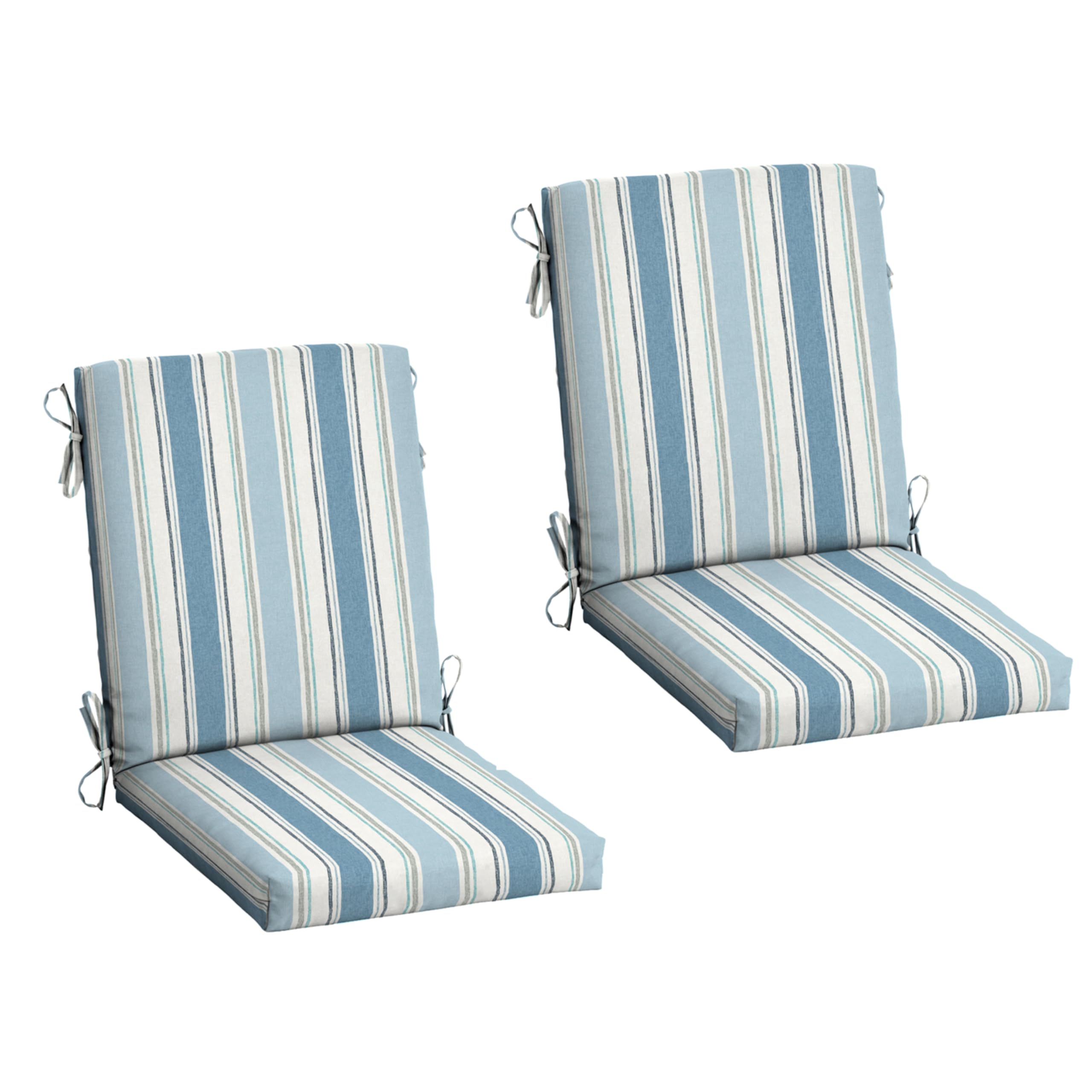 Arden Selections front view showing French blue stripe cushions with neat fit
