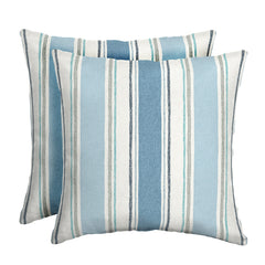 Arden Selections front view of French blue stripe pillows showing color and pattern for cohesive patio decor