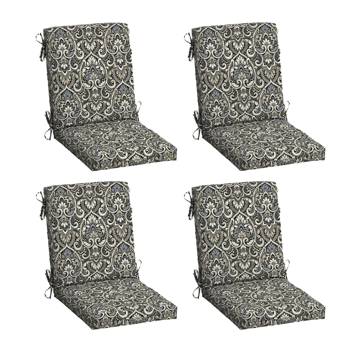 Arden Selections front view showing black damask cushions and benefit of coordinated style
