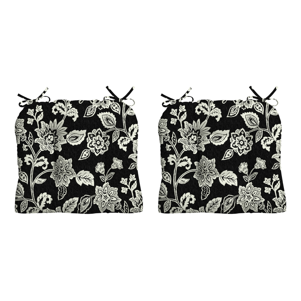 Arden Selections front view of 2-pack cushions showing Black Jacobean pattern and neat look