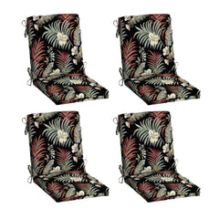 Arden Selections front view of 4-pack black tropical cushions showing pattern and packaging benefits