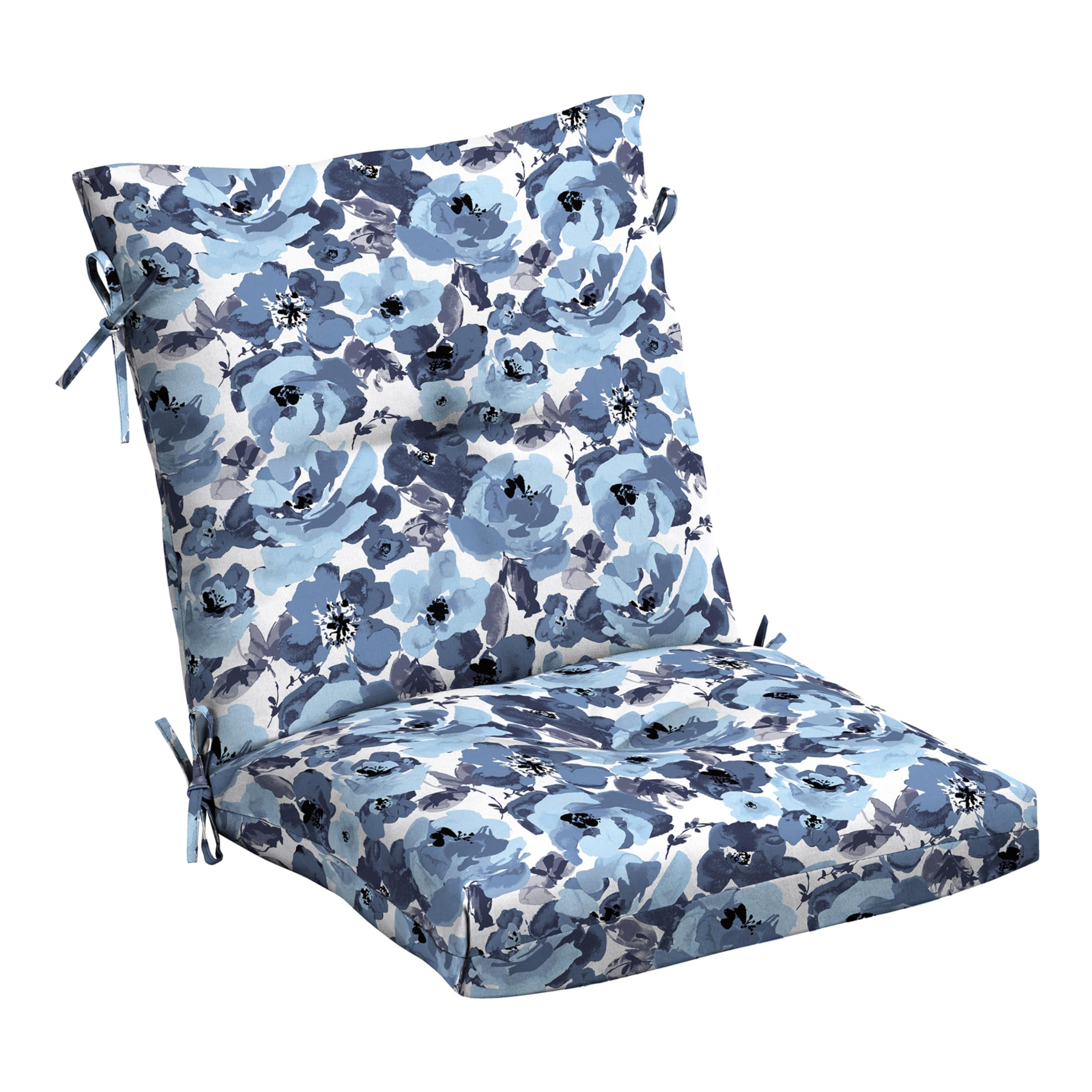 Arden Selections front view showing blue garden floral cushion for stylish comfort