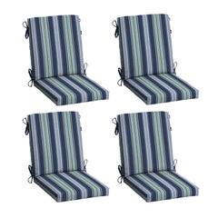 Arden Selections front view of 4-pack blue stripe cushions, ready to use