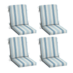 Arden Selections front view of 4-pack French blue stripe cushions showing coordinated look and appeal