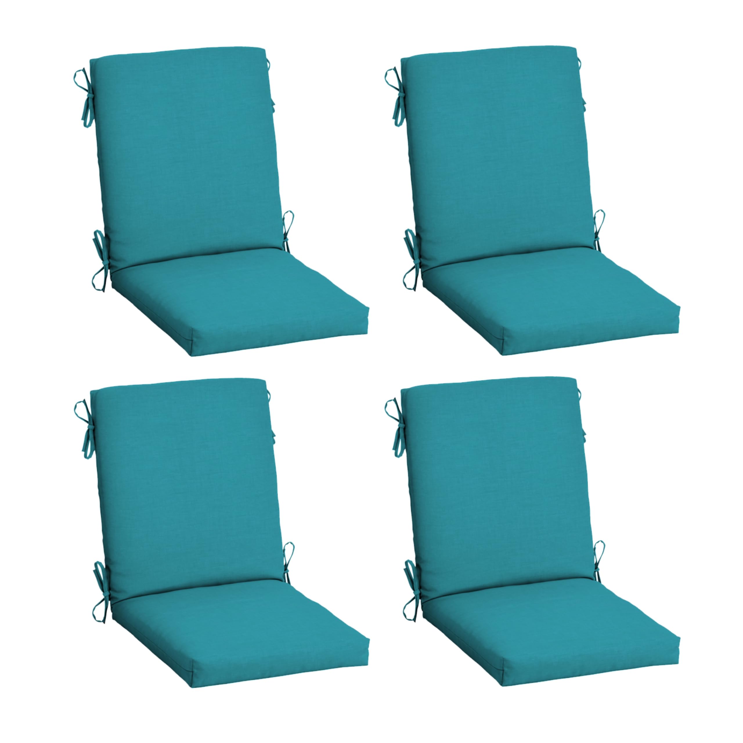 Arden Selections front view of four Lake Blue cushions, fresh patio look