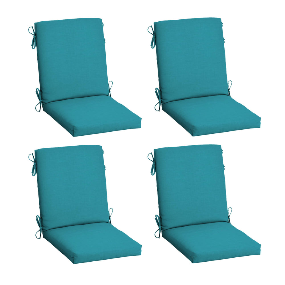 Arden Selections front view of four Lake Blue cushions, fresh patio look