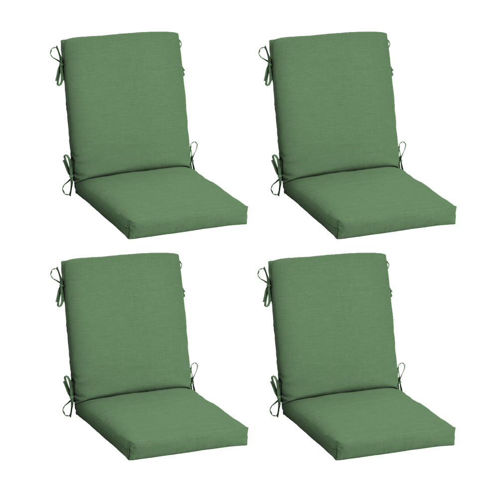 Arden Selections front view of four moss green cushions showing coordinated set and neat finish