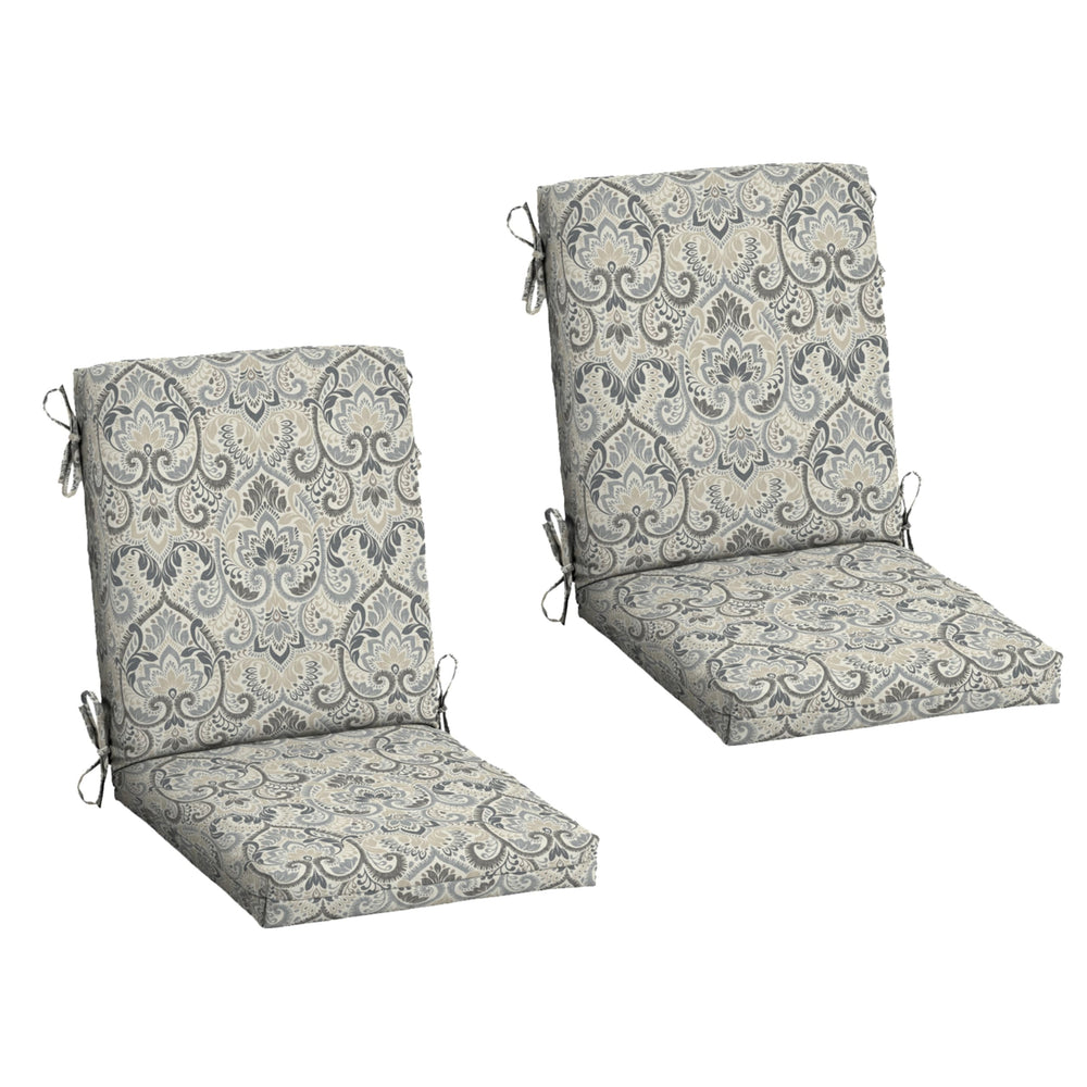 Arden Selections front view of neutral damask cushions showing elegant outdoor style