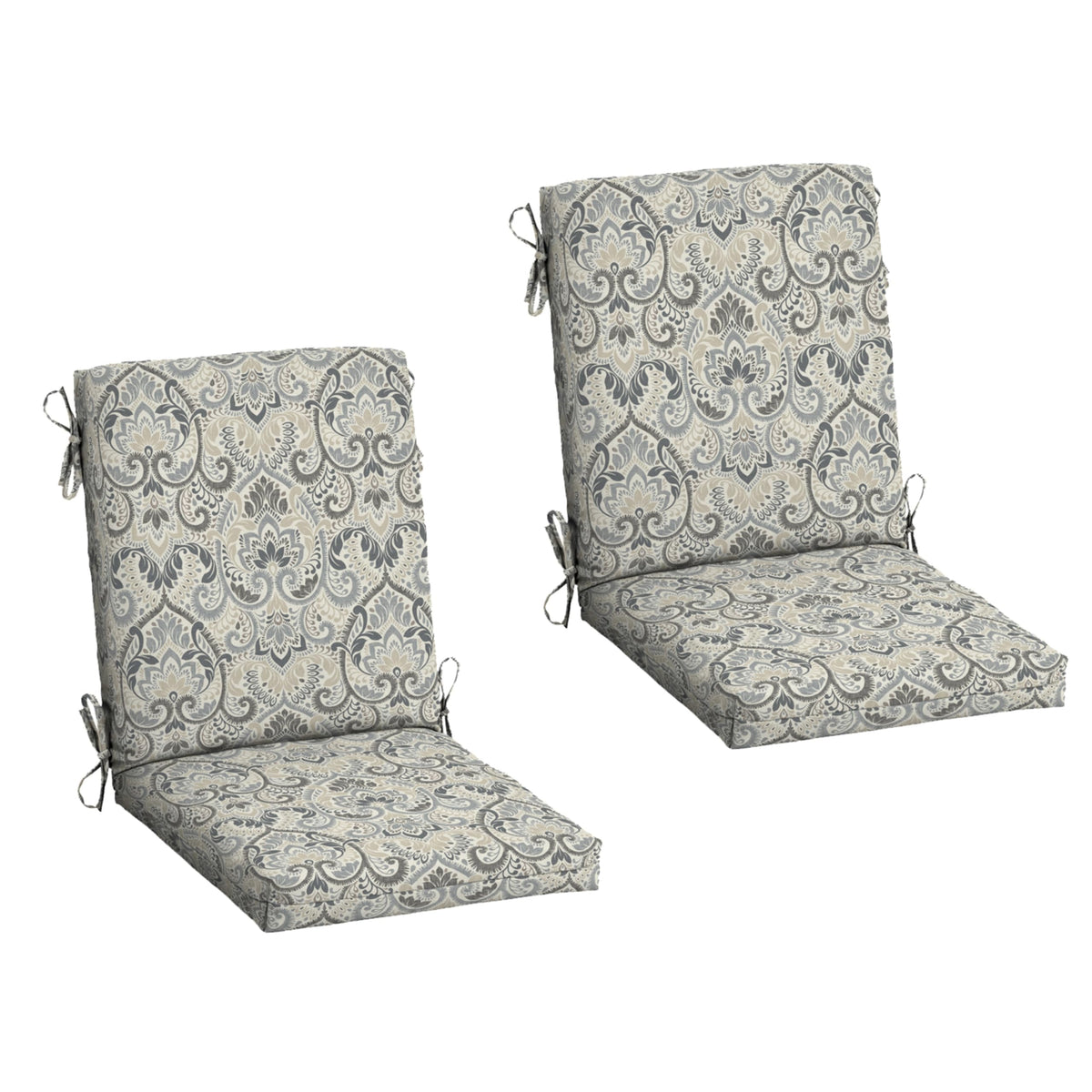 Arden Selections front view of neutral damask cushions showing elegant outdoor style
