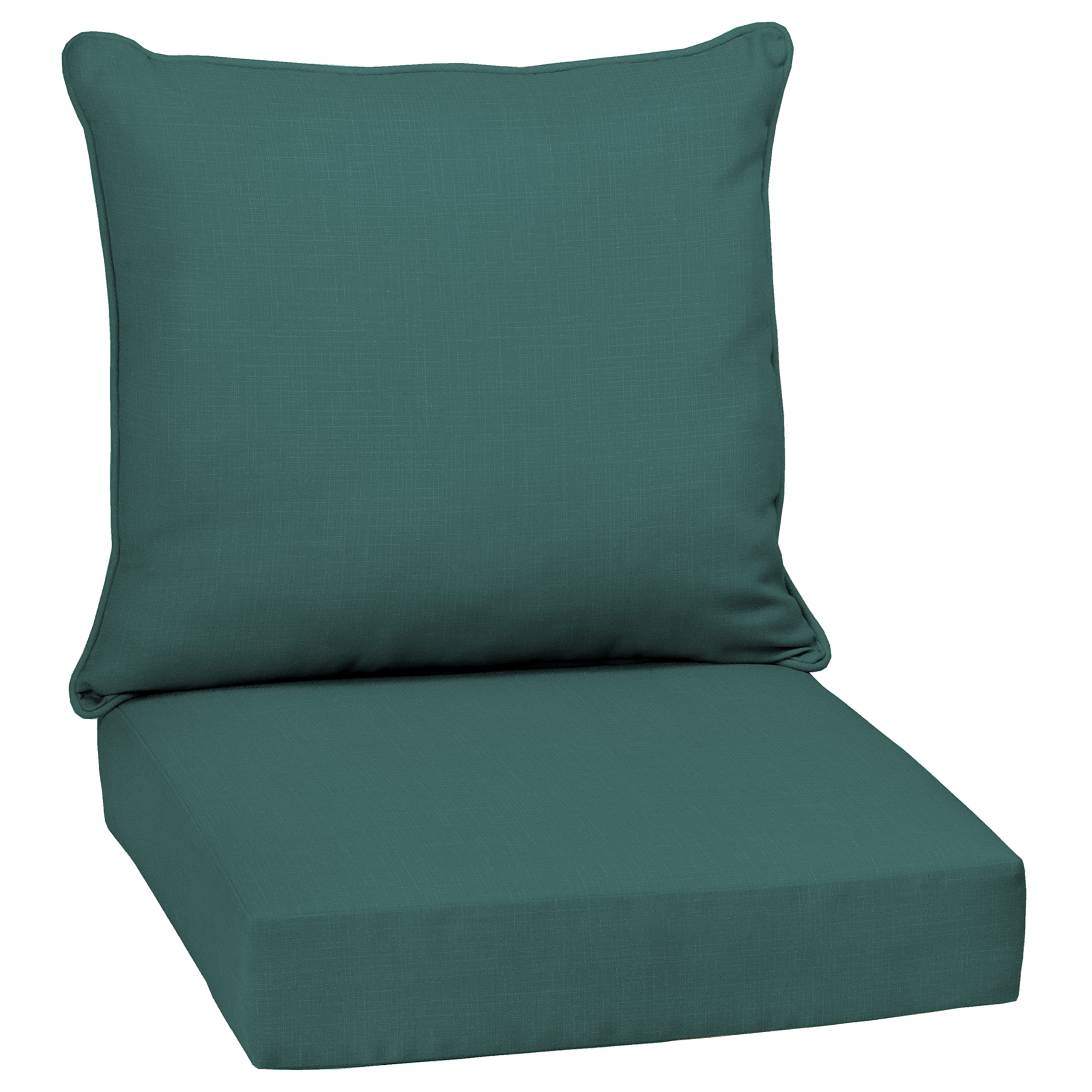 Arden Selections front view showing peacock blue green cushions and durable design