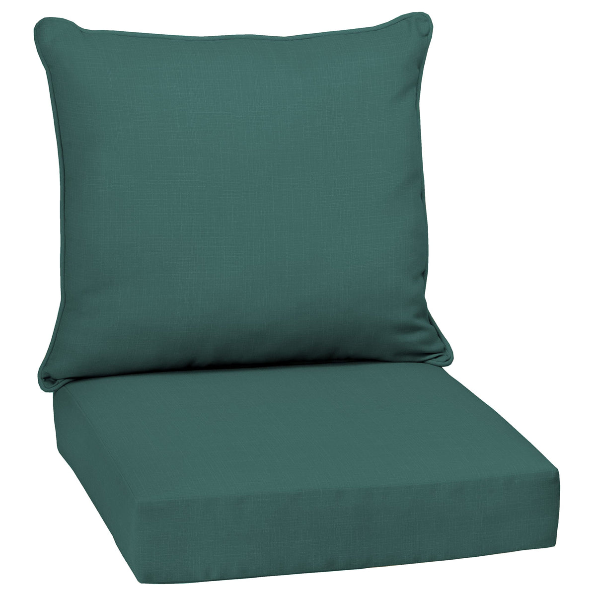 Arden Selections front view showing peacock blue green cushions and durable design