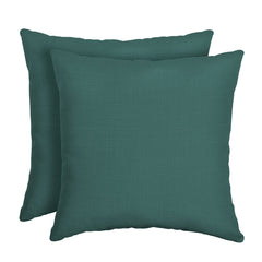 Arden Selections front view of two peacock blue-green outdoor pillows showing color and shape benefit
