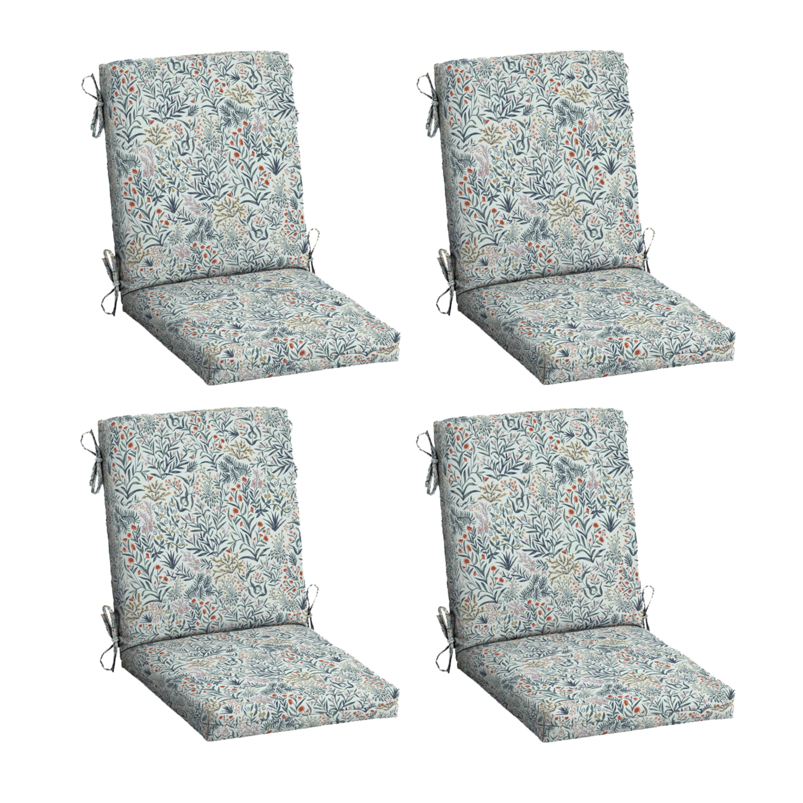Arden Selections front view of four pistachio botanical cushions shows coordinated style and seating benefit