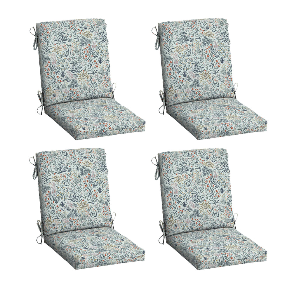 Arden Selections front view of four pistachio botanical cushions shows coordinated style and seating benefit