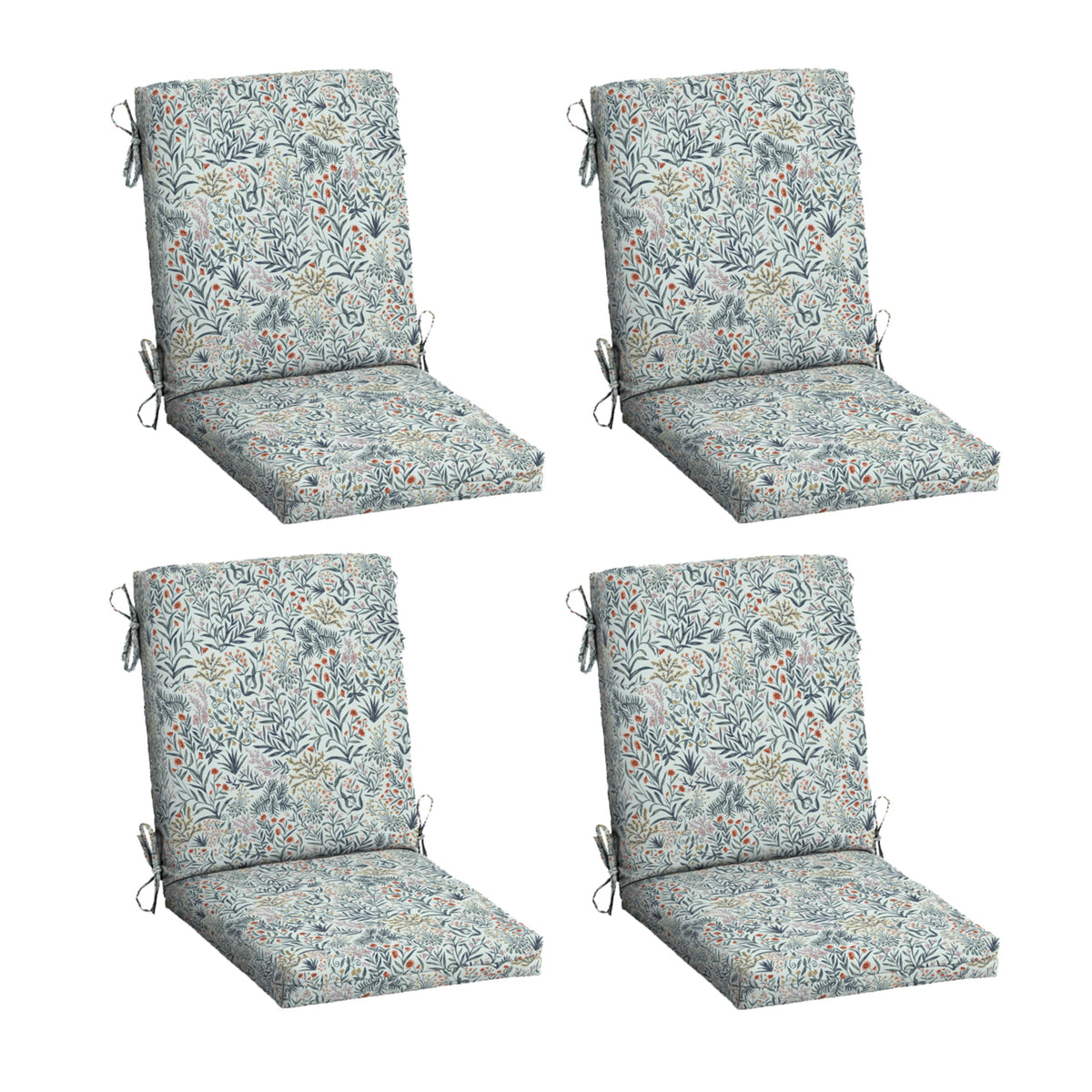 Arden Selections front view of four pistachio botanical cushions shows coordinated style and seating benefit