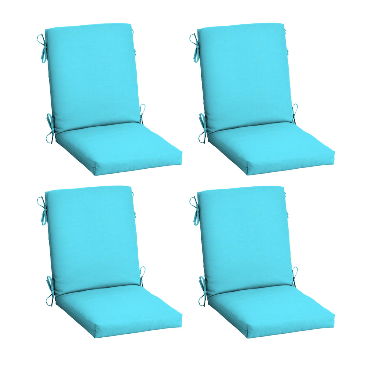 Arden Selections front view of 4-pack pool blue cushions showing matching set and color vibrancy