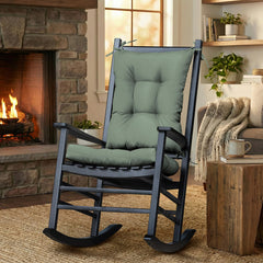 Arden Selections front view of sage green rocking chair cushion showing fit and style benefit