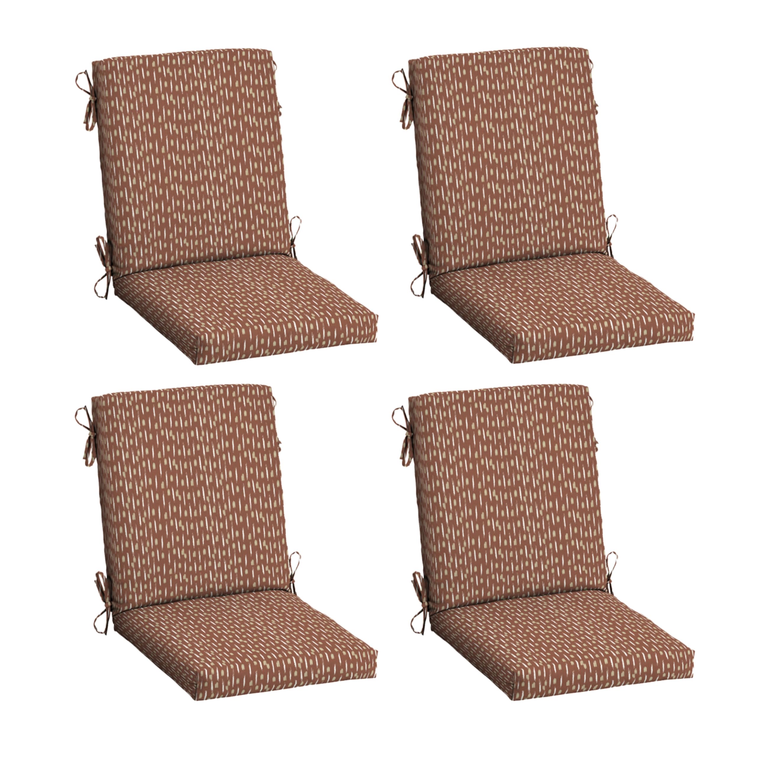 Arden Selections front view of four rust red cushions showing coordinated set and color