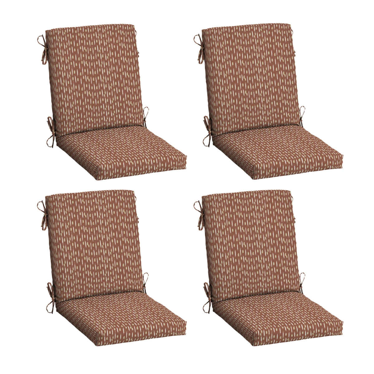 Arden Selections front view of four rust red cushions showing coordinated set and color