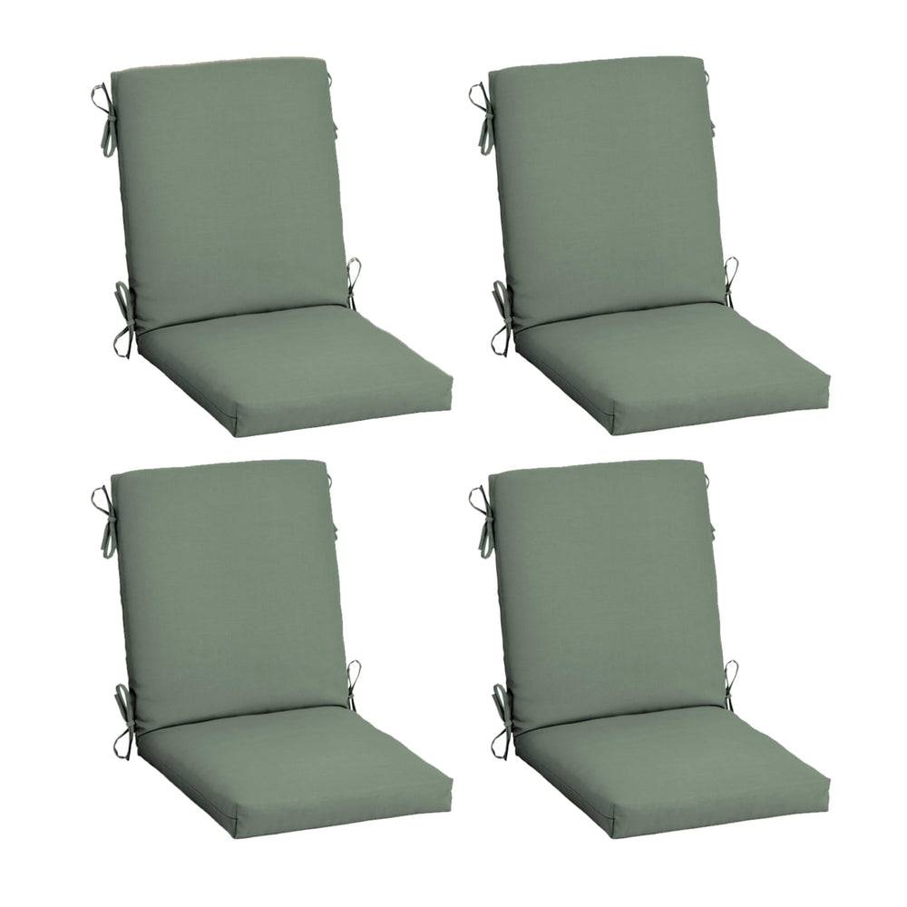 Arden Selections front view of sage green 4-pack cushions showing complete set and color