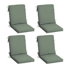 Arden Selections front view of sage green 4-pack cushions showing complete set and color