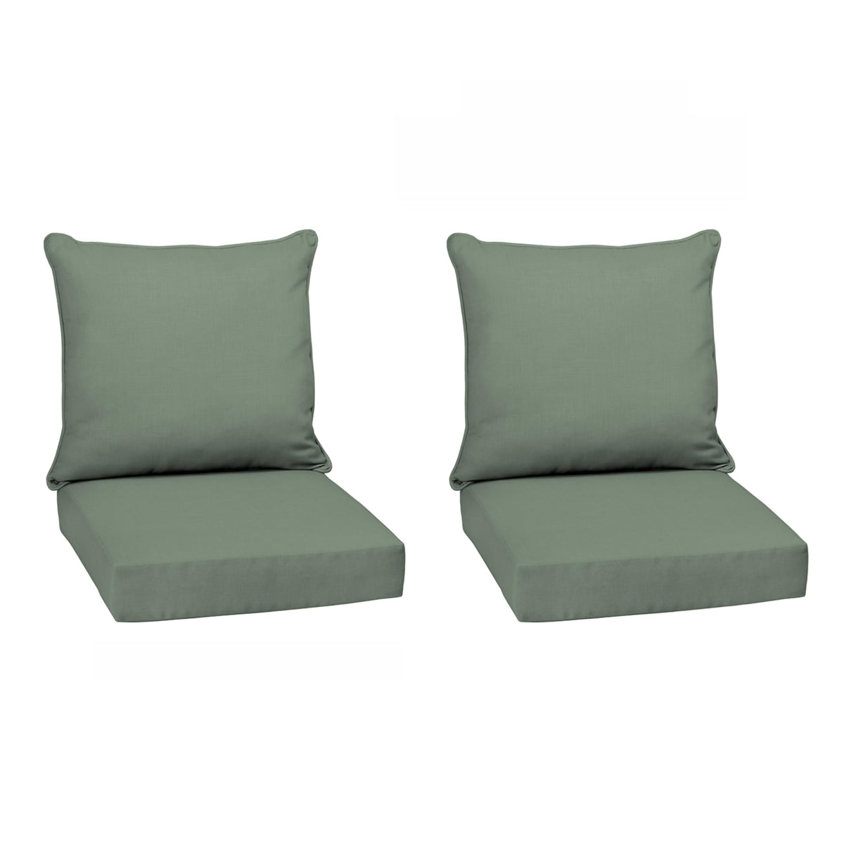 Arden Selections front view of sage green cushion set showing neat styling and fit