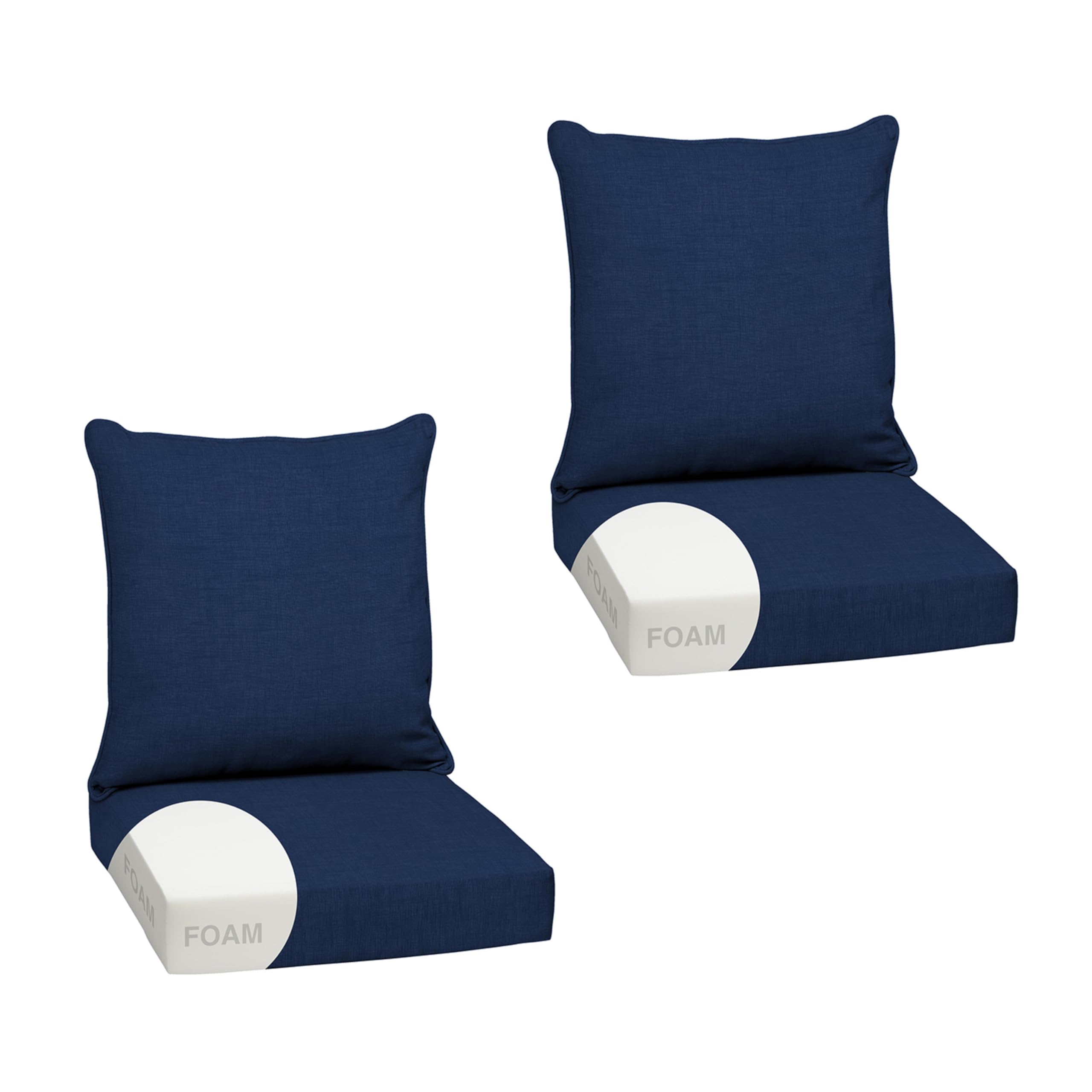 Arden Selections front view of sapphire blue cushion set showing color and fit