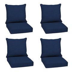 Arden Selections sapphire blue front view showing a full deep seat cushion set for immediate comfort