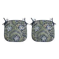 Arden Selections front view of two sapphire morrison floral seat pads showing pattern and match benefit