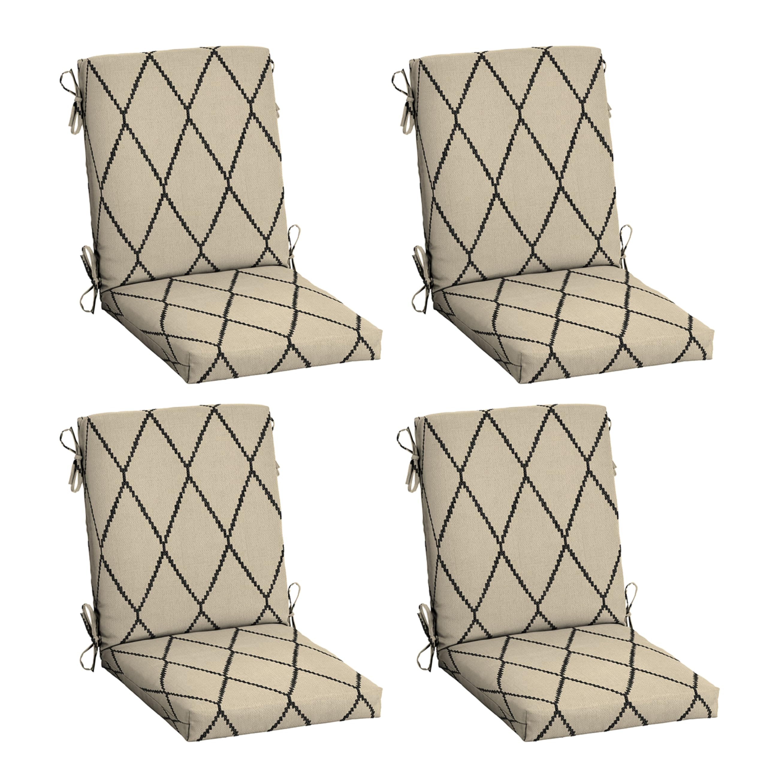 Arden Selections front view of tan trellis cushion pack shows stylish outdoor seating