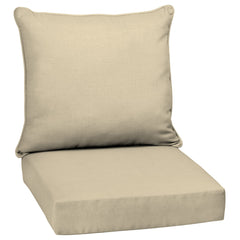 Arden Selections front view of tan deep seat cushion set showing clean finish and color