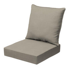 Arden Selections front view of taupe deep seat cushion set showing neat finish and neutral tone for curb appeal