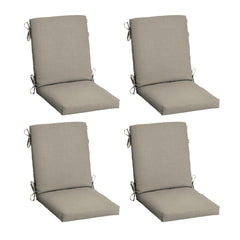 Arden Selections front view of four taupe dining chair cushions, shows coordinated set and comfort