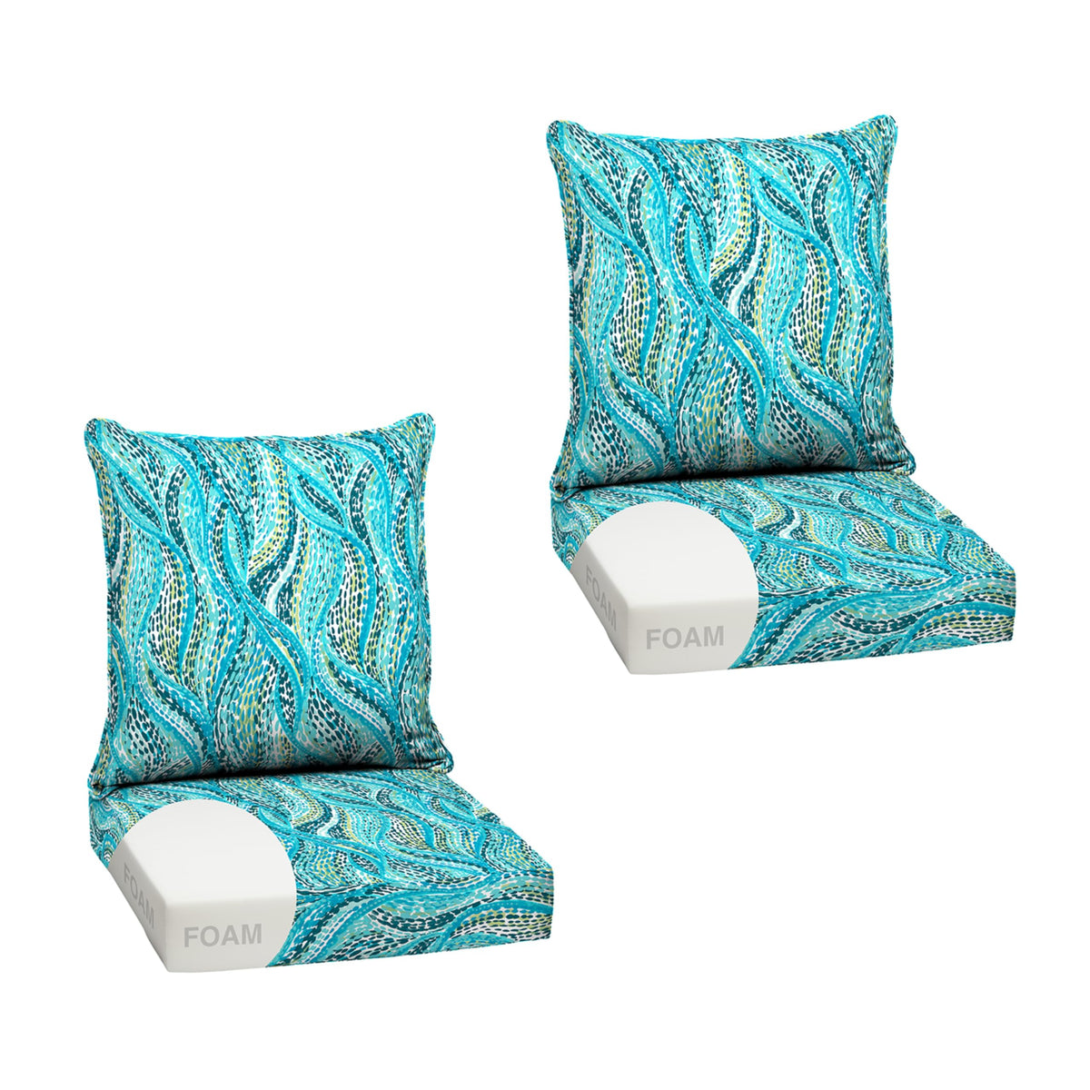 Arden Selections front view of teal Ariel cushion set showing vibrant cover and size benefit