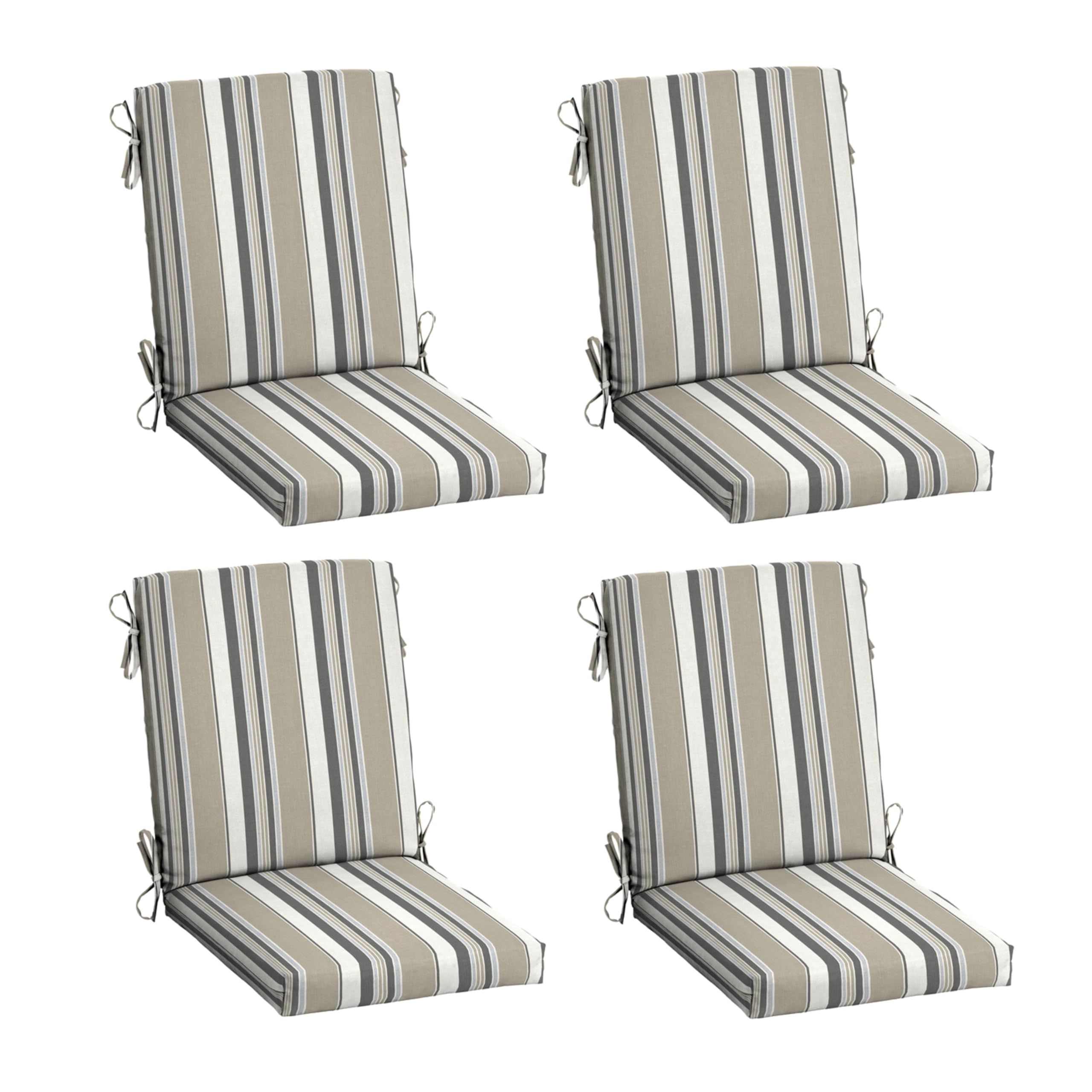 Arden Selections front view of taupe grey stripe cushion showing full design and comfort