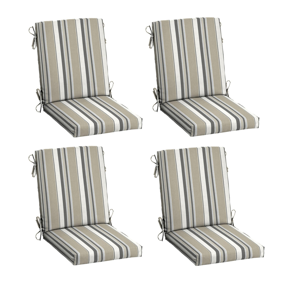 Arden Selections front view of taupe grey stripe cushion showing full design and comfort