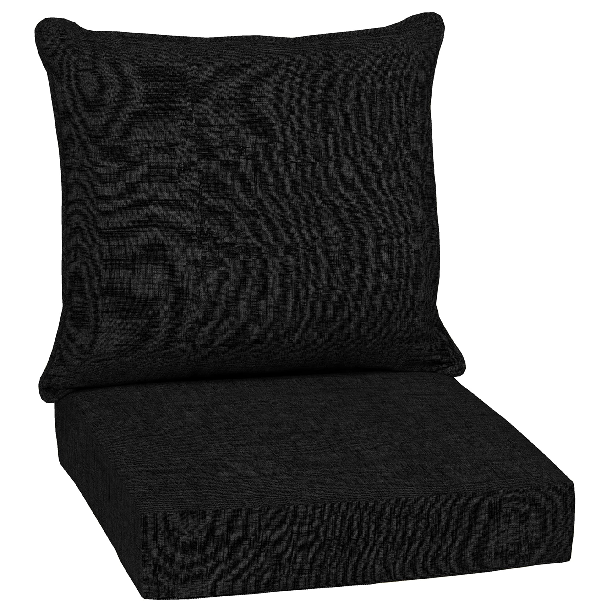 Arden Selections front view of 24x24 black deep seat cushion showing clean fit and comfort