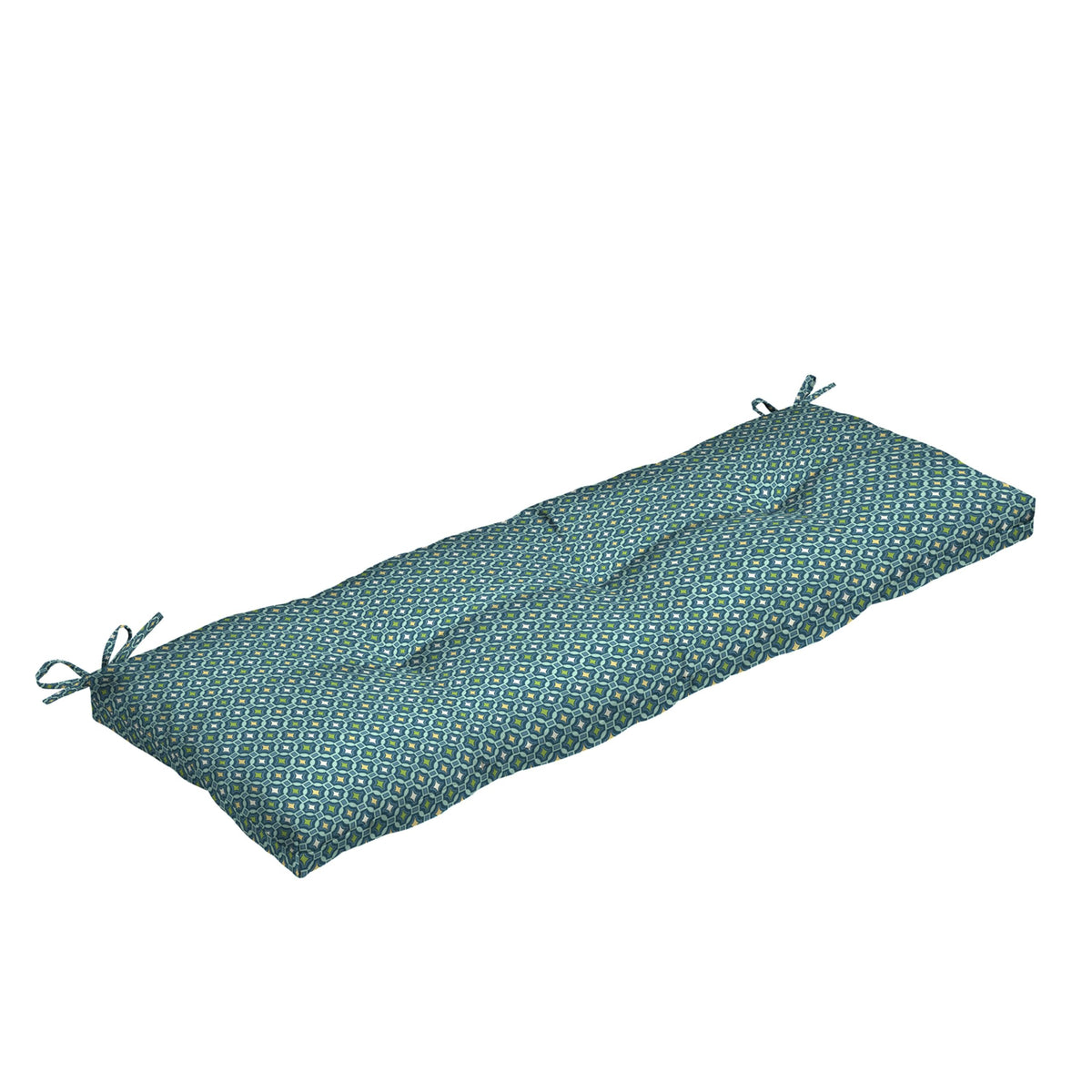 Arden Selections front view of Alana Tile bench cushion showing pattern and fit benefit