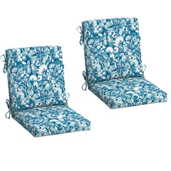 Arden Selections front view of aqua blue floral cushions shows inviting seating comfort