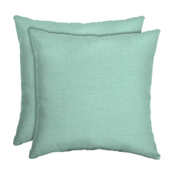 Arden Selections front view of aqua pillows adds bright patio color and comfort