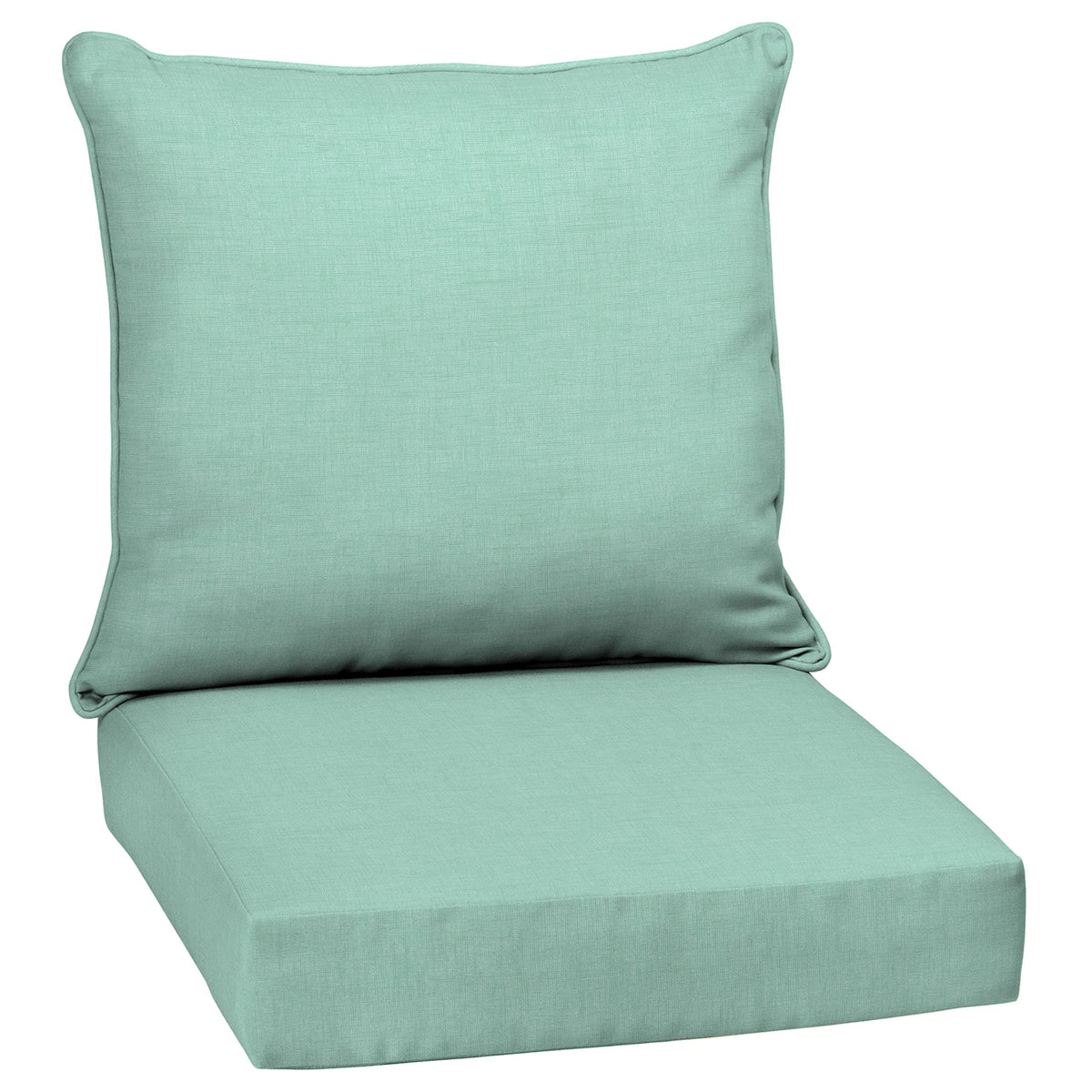 Arden Selections front view aqua cushion set showing vibrant color and durable finish